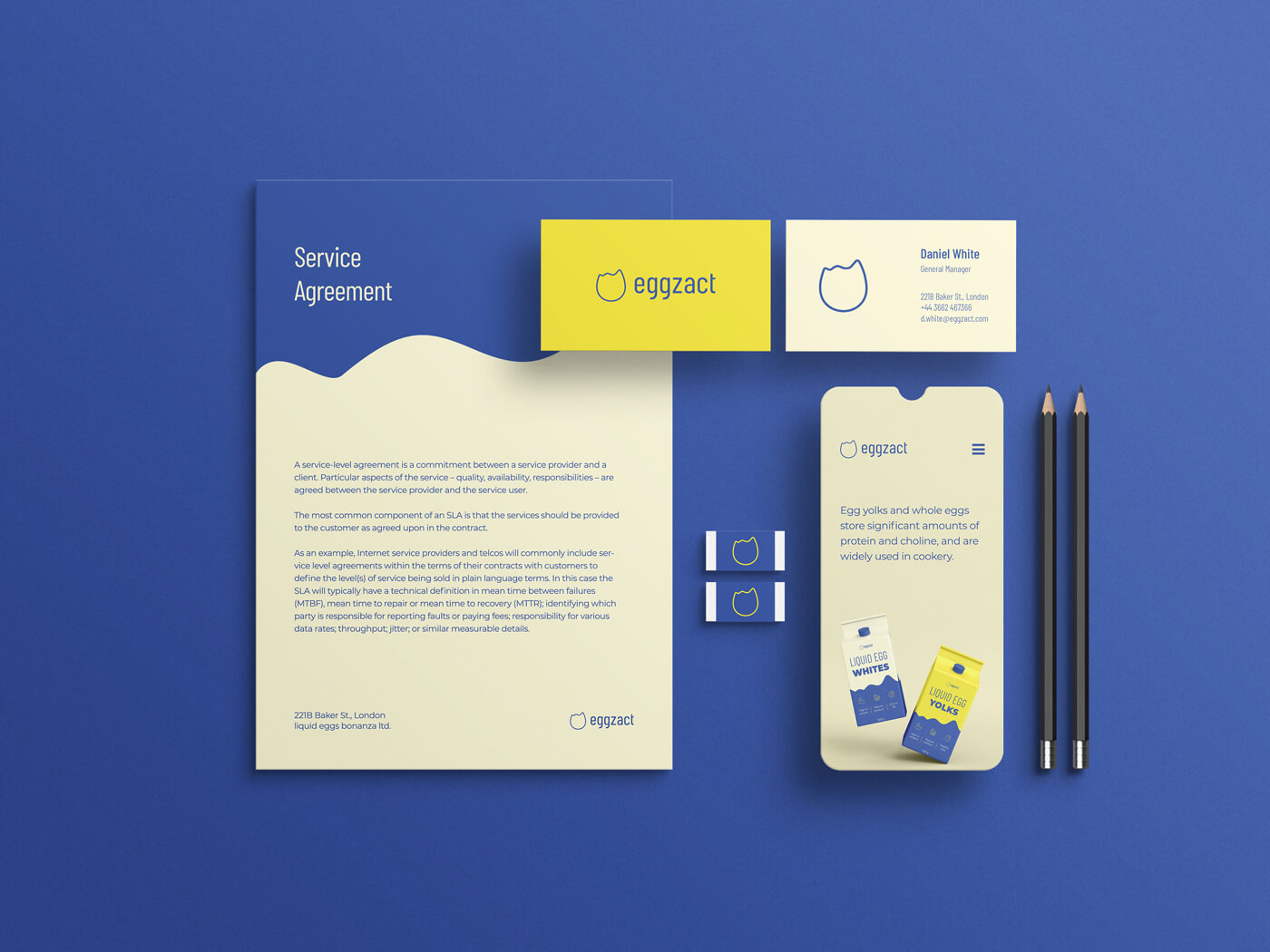 eggzact - Visual identity stationery mockup