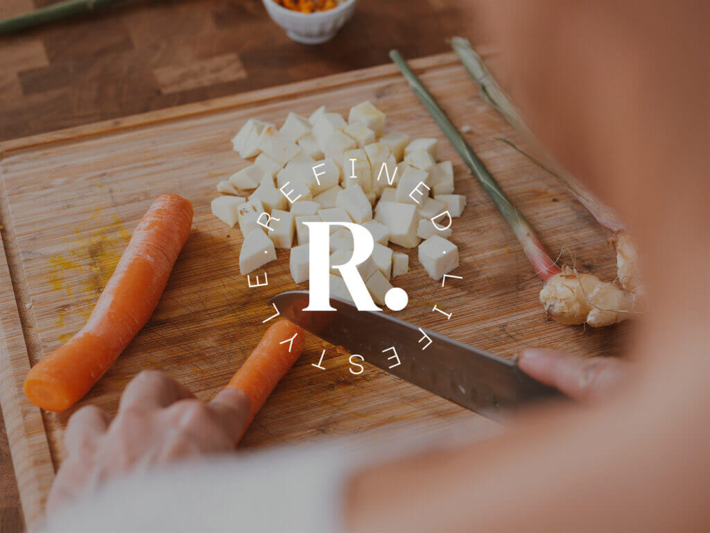 Refined Lifestyle - Logo applied on a cooking photo, fitness and nutrition brand