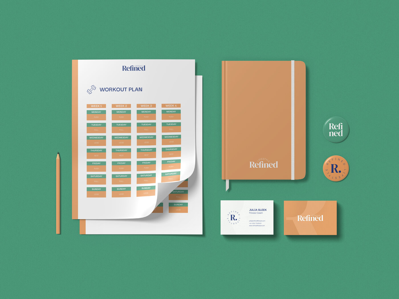 REFINED Lifestyle - Stationery presentation for a fitness and nutrition brand - r